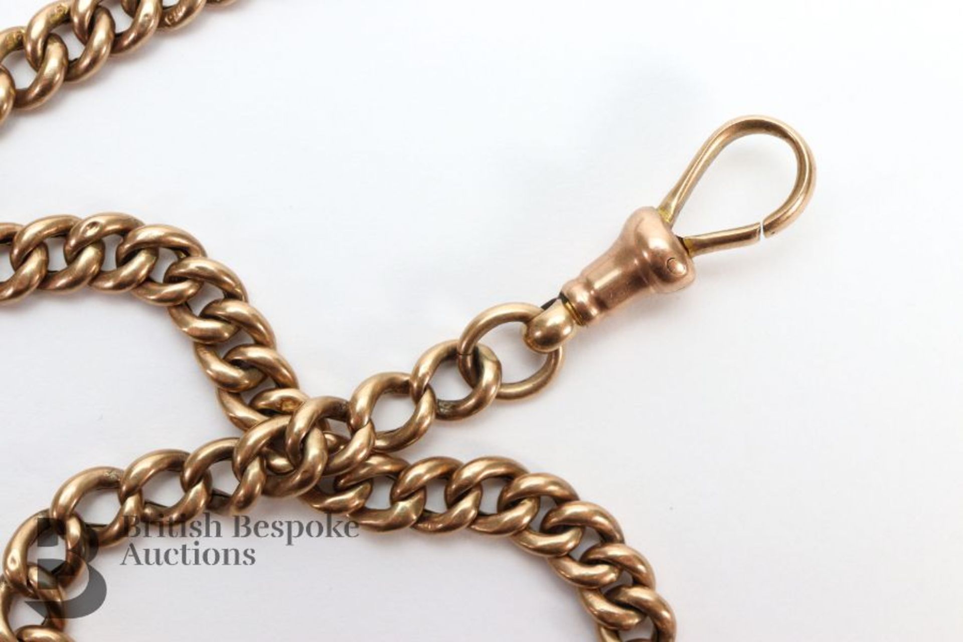 9ct Gold Double Albert Fob Chain - Bild 3 aus 4