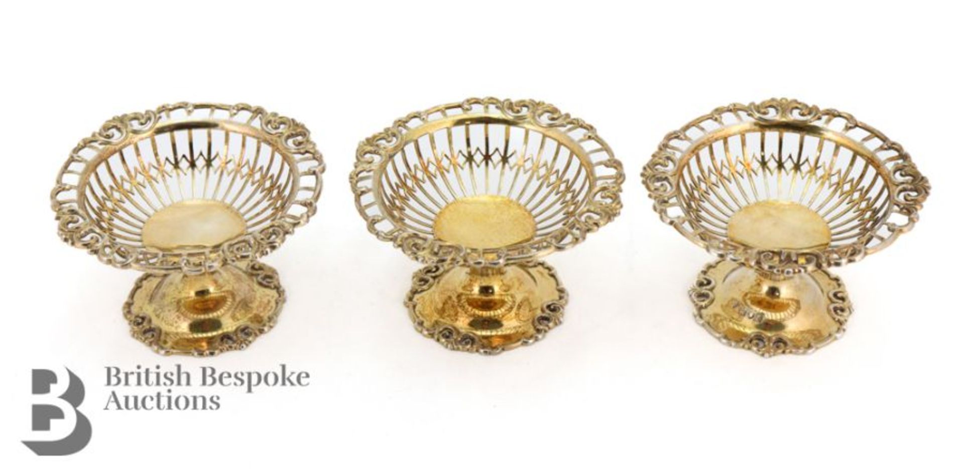 Three Silver Gilt Bon Bon Dishes