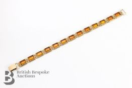 Vintage 9ct Gold Amber Line Bracelet