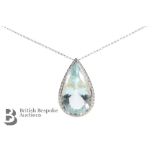 18ct White Gold 56ct Aquamarine Pendant