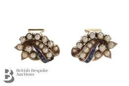 14/15ct Yellow and White Gold Pearl and Sapphire Earrings