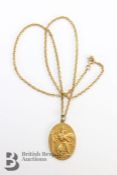 9ct Gold St Christopher Pendant on Chain