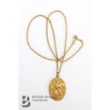 9ct Gold St Christopher Pendant on Chain