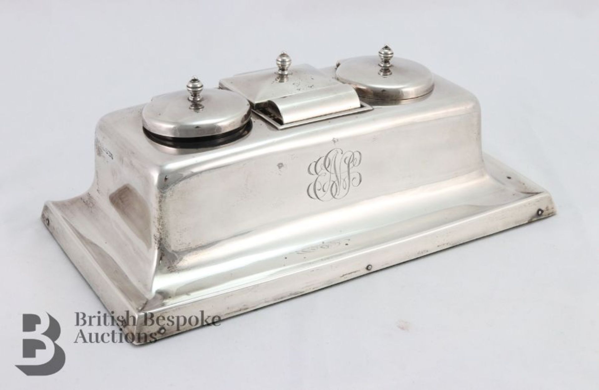 Edward VII Winston Churchill-Style Silver Inkwell - Bild 2 aus 8