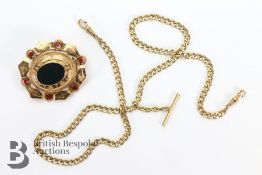 Victorian 18ct Gold Ruby and Blood Stone Mourning Brooch