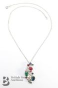 14/15ct Emerald, Ruby and Pearl Pendant