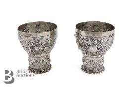Pair of Silver 17th Century German Wine Cups