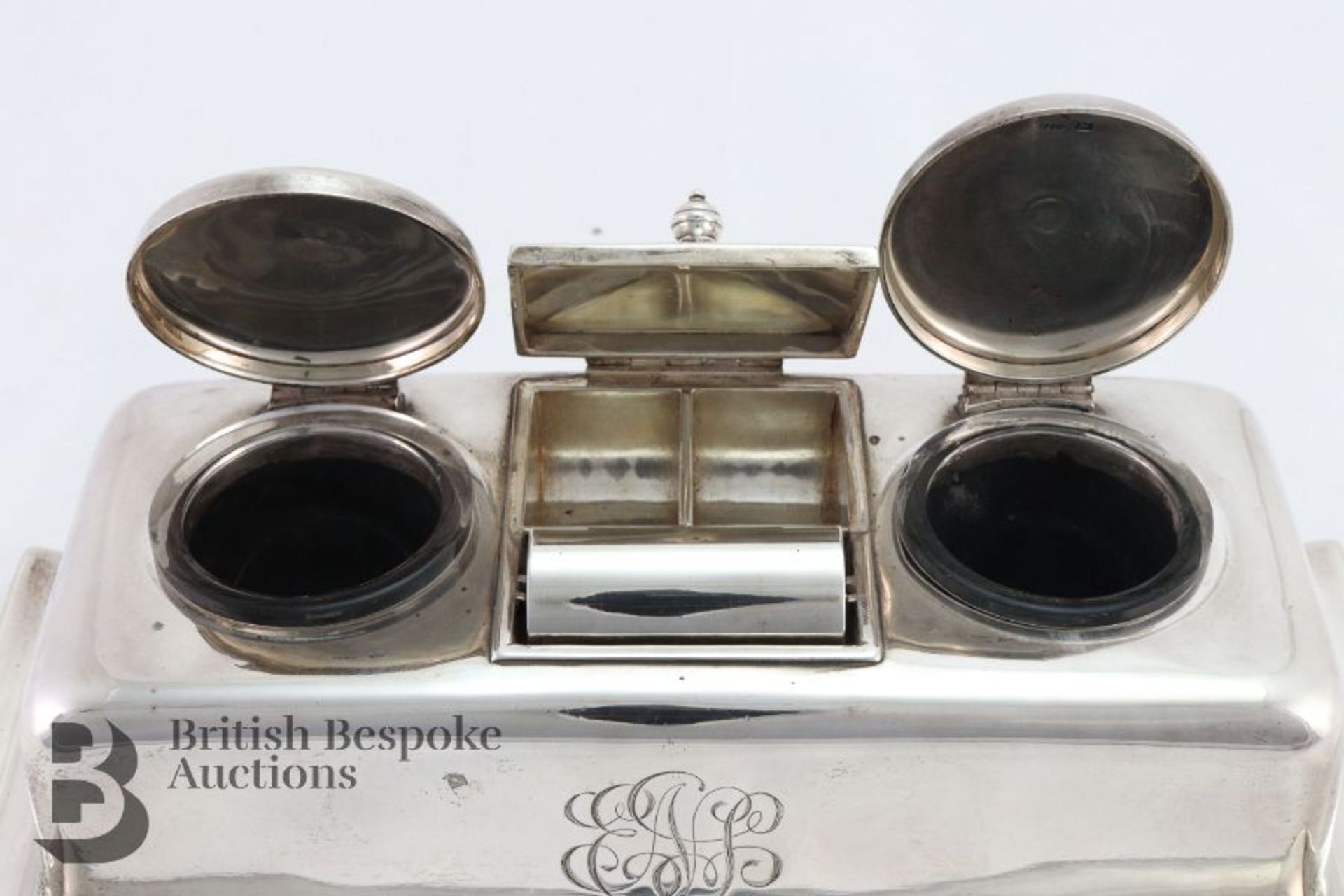 Edward VII Winston Churchill-Style Silver Inkwell - Bild 5 aus 8