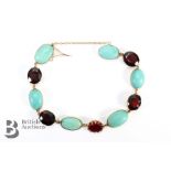 18ct Yellow Gold Turquoise and Garnet Bracelet