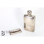 Silver Hip Flask and Card Case