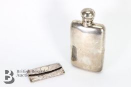 Silver Hip Flask and Card Case