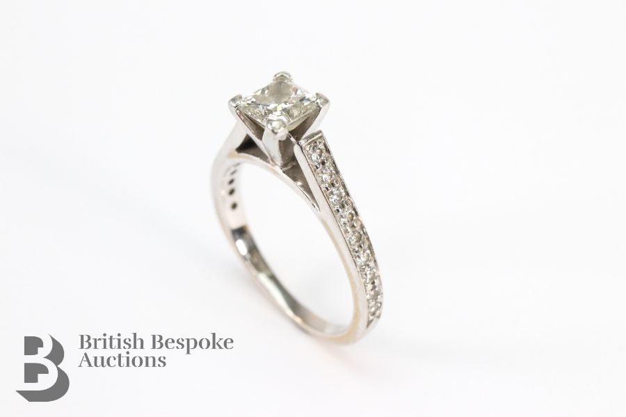 18ct White Gold Square-Cut Engagement Ring