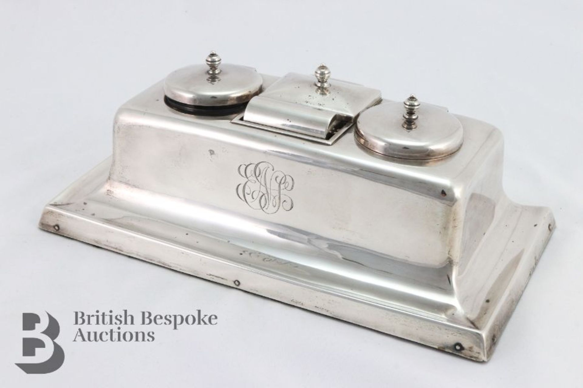 Edward VII Winston Churchill-Style Silver Inkwell - Bild 3 aus 8