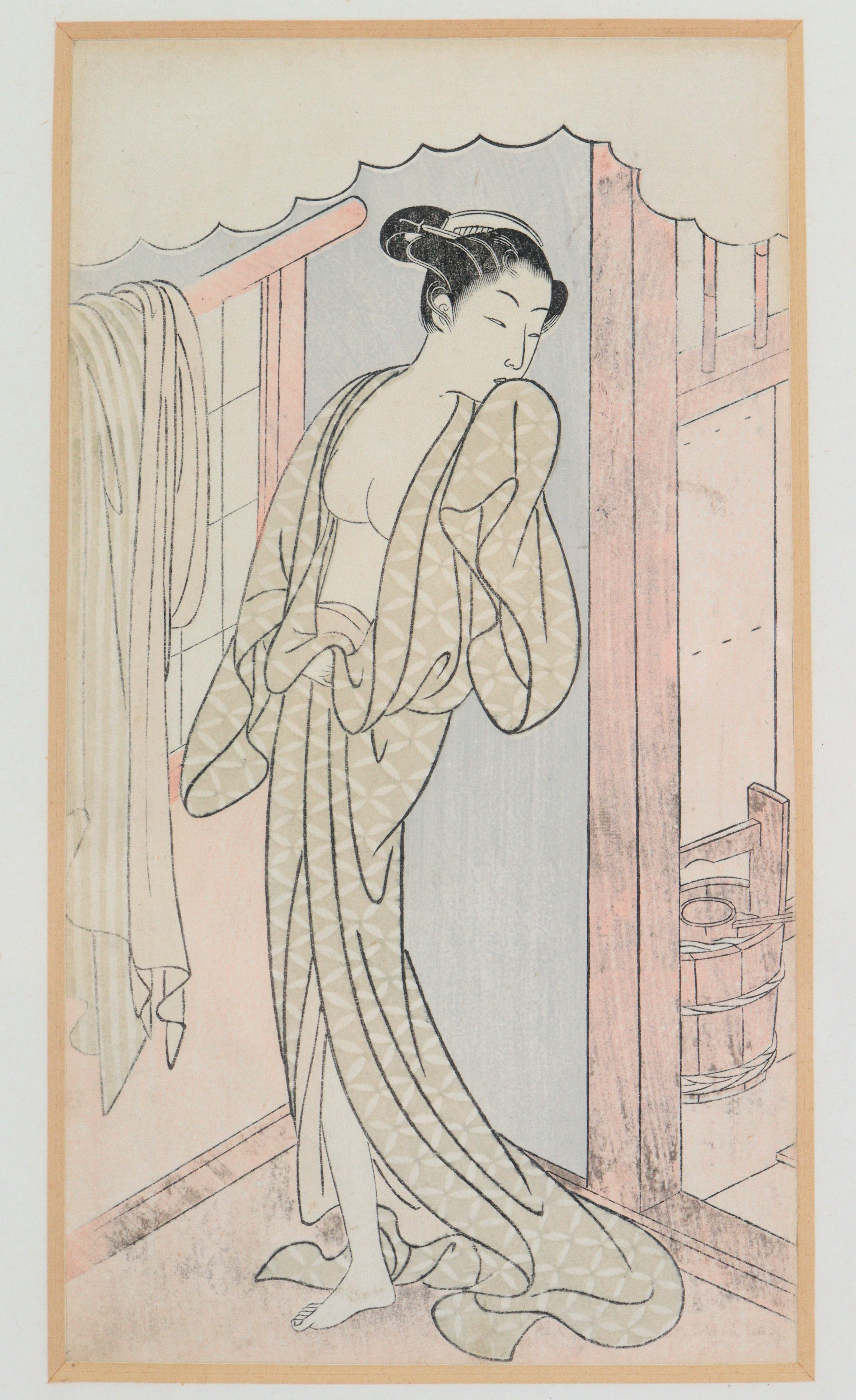 Attributed to Harunobu Suzuki (1725-1770) Partial Woodblock - Image 8 of 8