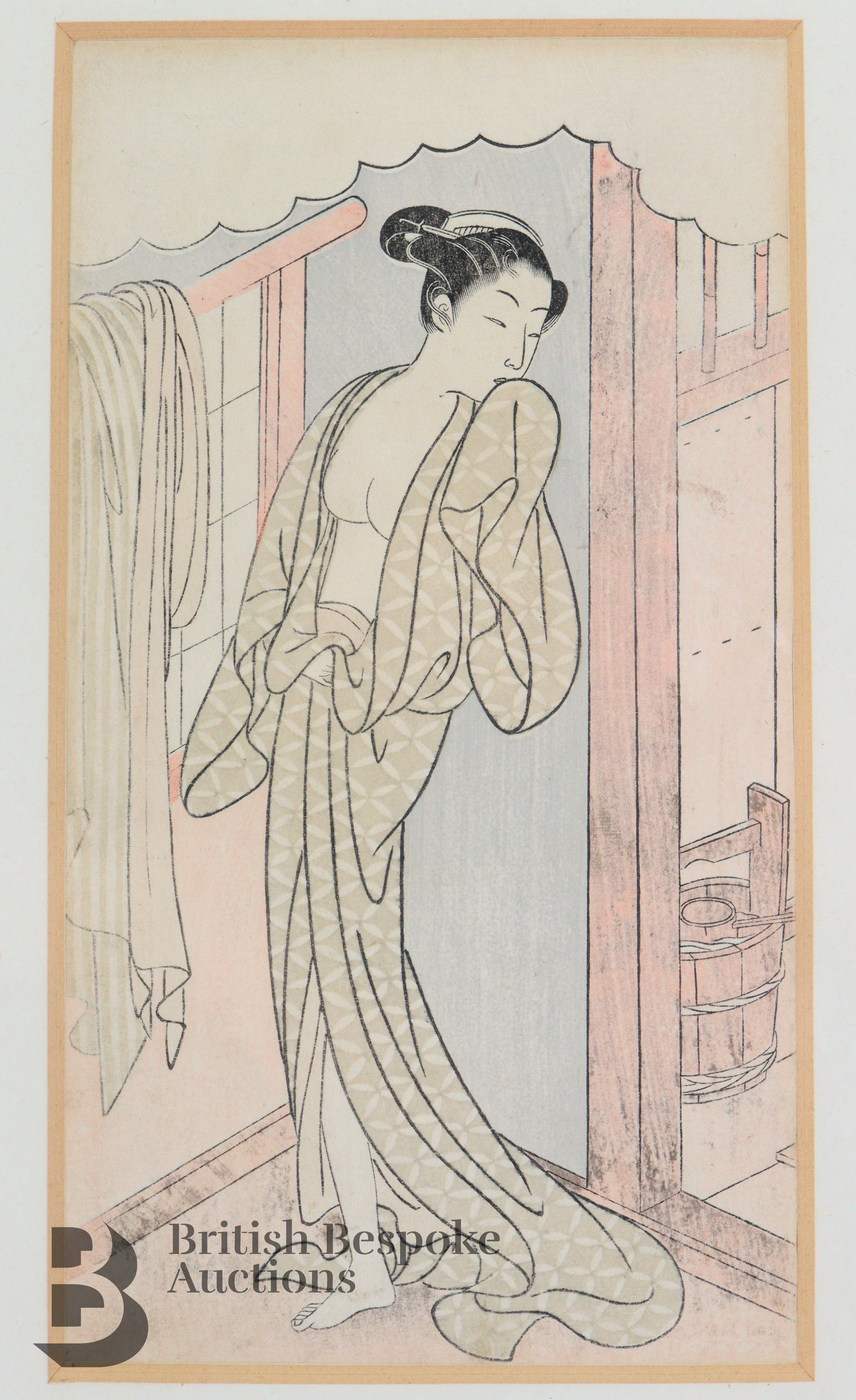 Attributed to Harunobu Suzuki (1725-1770) Partial Woodblock - Image 2 of 8