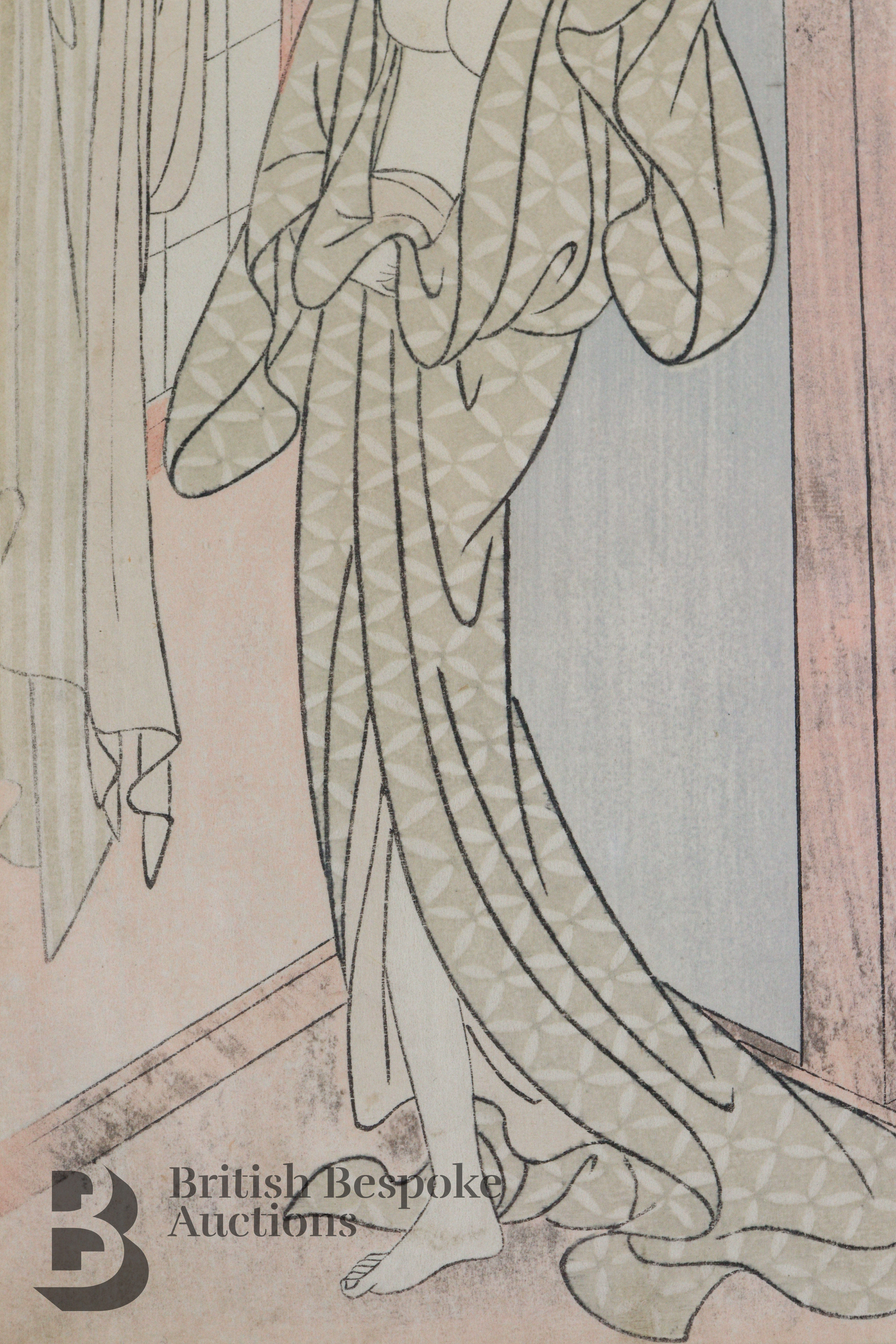 Attributed to Harunobu Suzuki (1725-1770) Partial Woodblock - Image 4 of 8