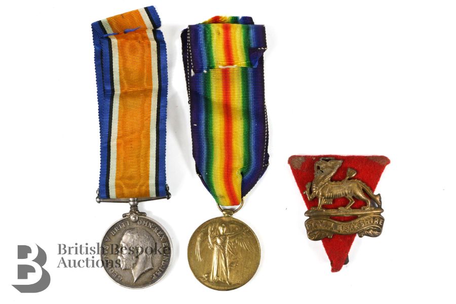 World War One British War and Victory Medals - PTE W Cowan