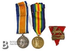 World War One British War and Victory Medals - PTE W Cowan