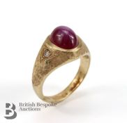 14/15ct Gold Star Ruby and Diamond Ring