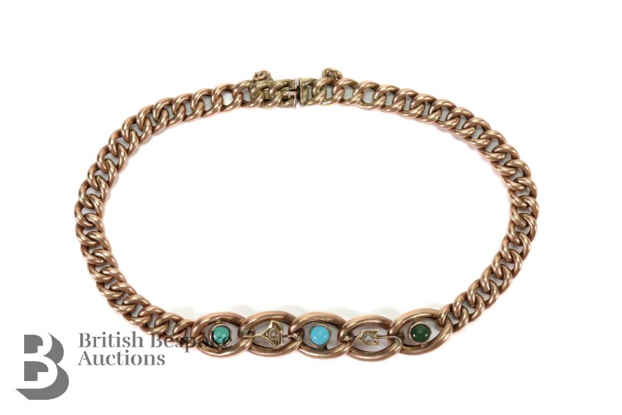 Antique 9ct Rose Gold Curb Bracelet - Image 2 of 3