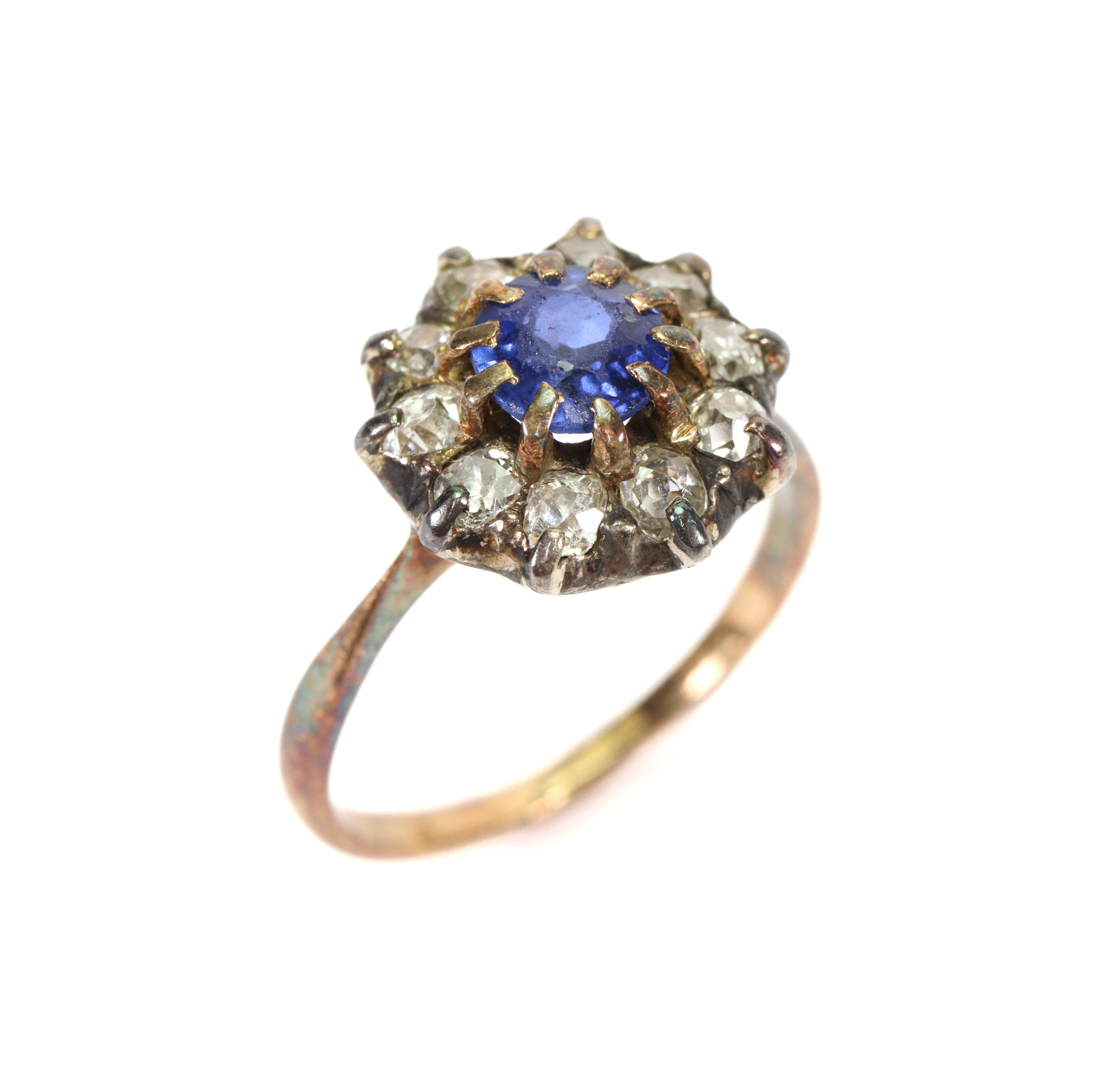 18ct Yellow Gold Sapphire and Diamond Cluster Dress Ring - Image 4 of 4
