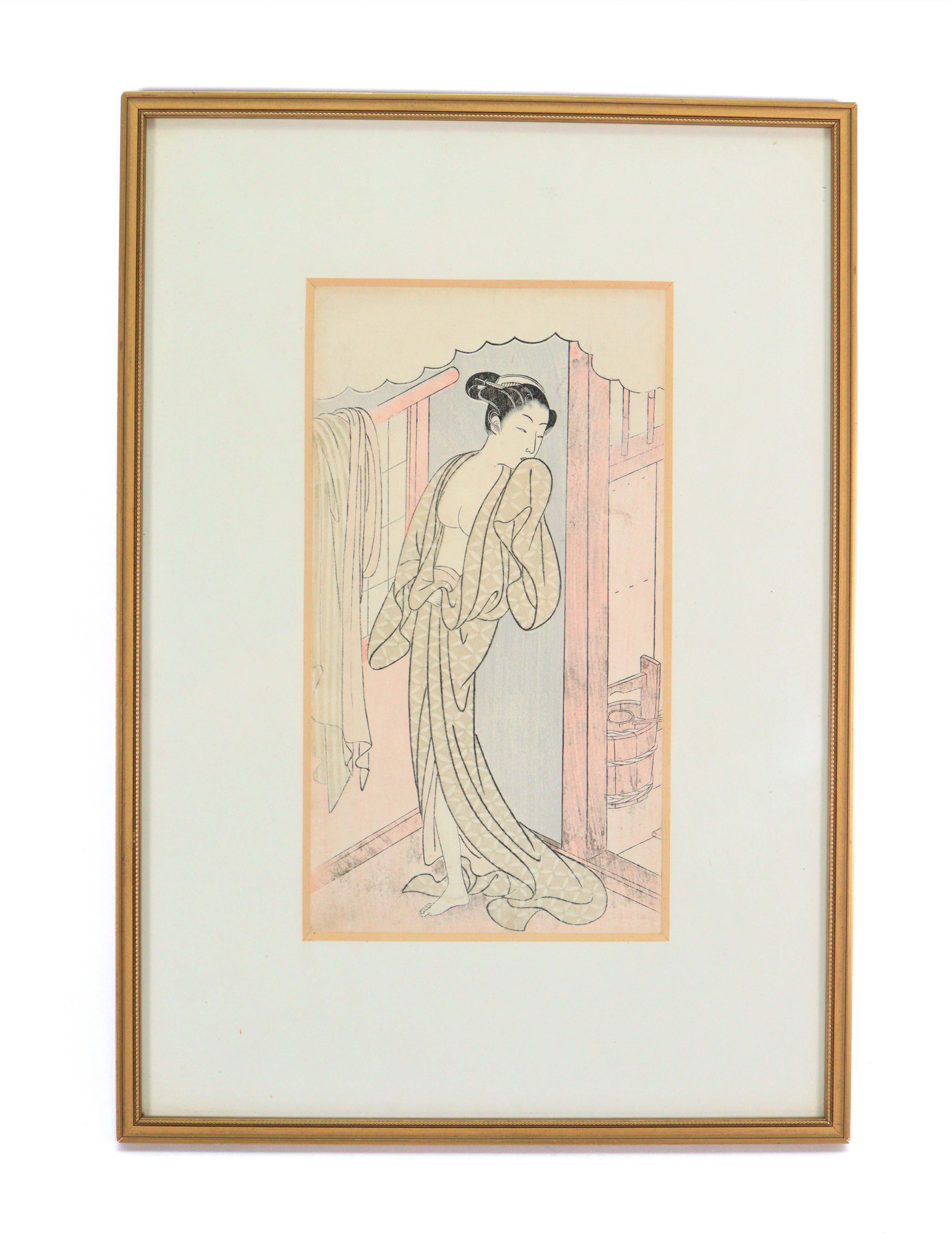 Attributed to Harunobu Suzuki (1725-1770) Partial Woodblock - Image 7 of 8