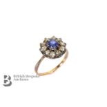 18ct Yellow Gold Sapphire and Diamond Cluster Dress Ring