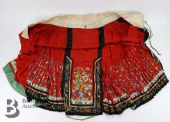 Antique Chinese Silk Embroidered Skirt and Parasol