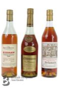 Three Bottles of Vintage French Champagne Cognac