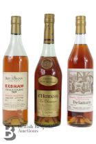 Three Bottles of Vintage French Champagne Cognac