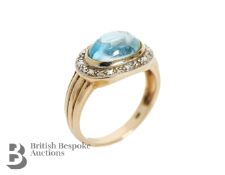 9ct Gold Cabochon Sapphire and Diamond Ring