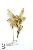 Bespoke 18ct Gold and Diamond Flower Fairy Brooch