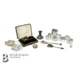 Miscellaneous Silver incl. Napkin Rings, Porridge Spoon, Pin Dishes