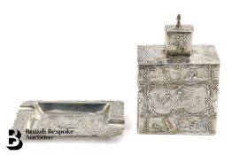 Silver Tea Caddy and Pin Dish