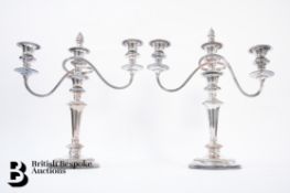 Pair of Silver Plated Two-Branch Candlesticks