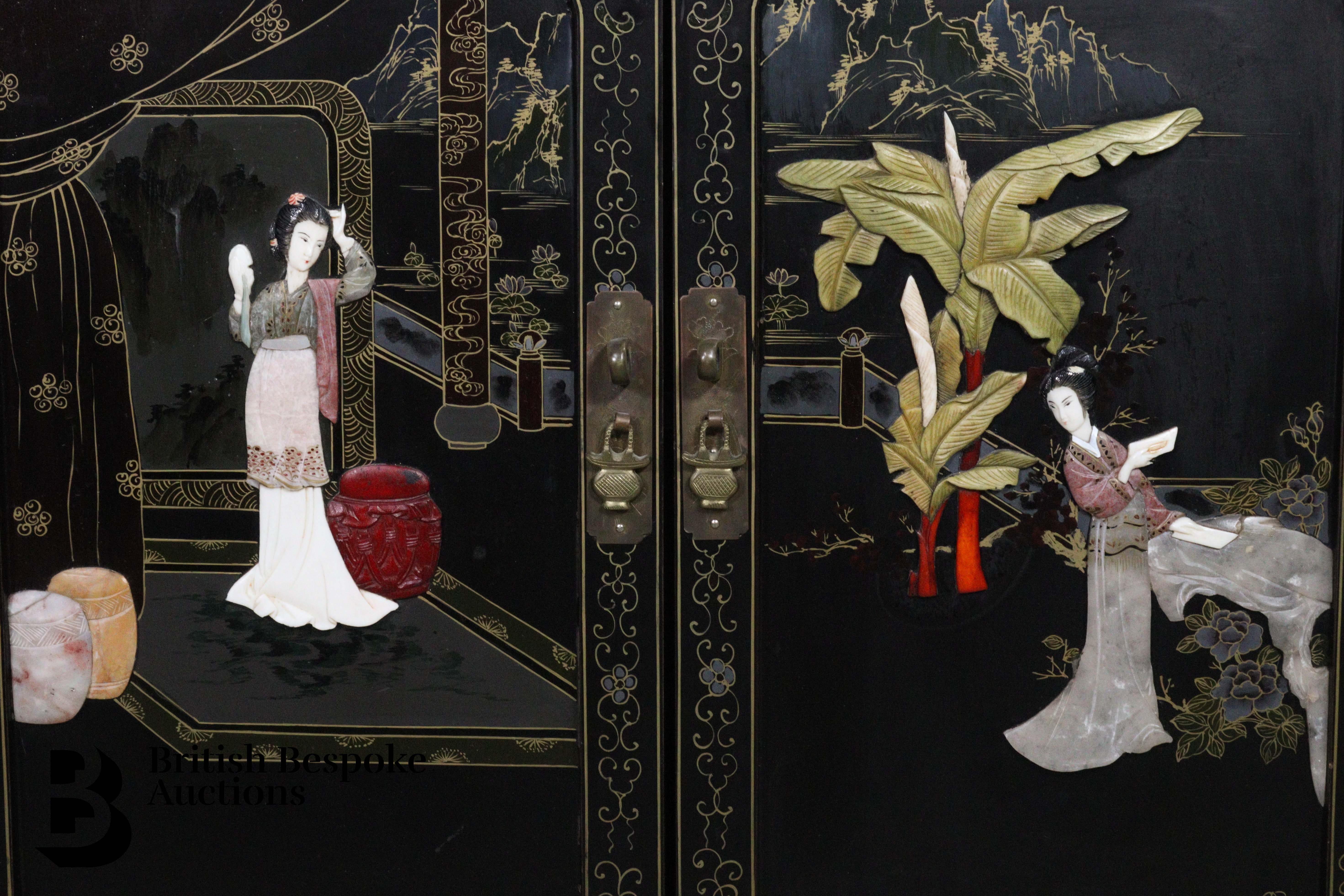 Early 20th Century Chinese Black Lacquer Cabinets - Image 3 of 7