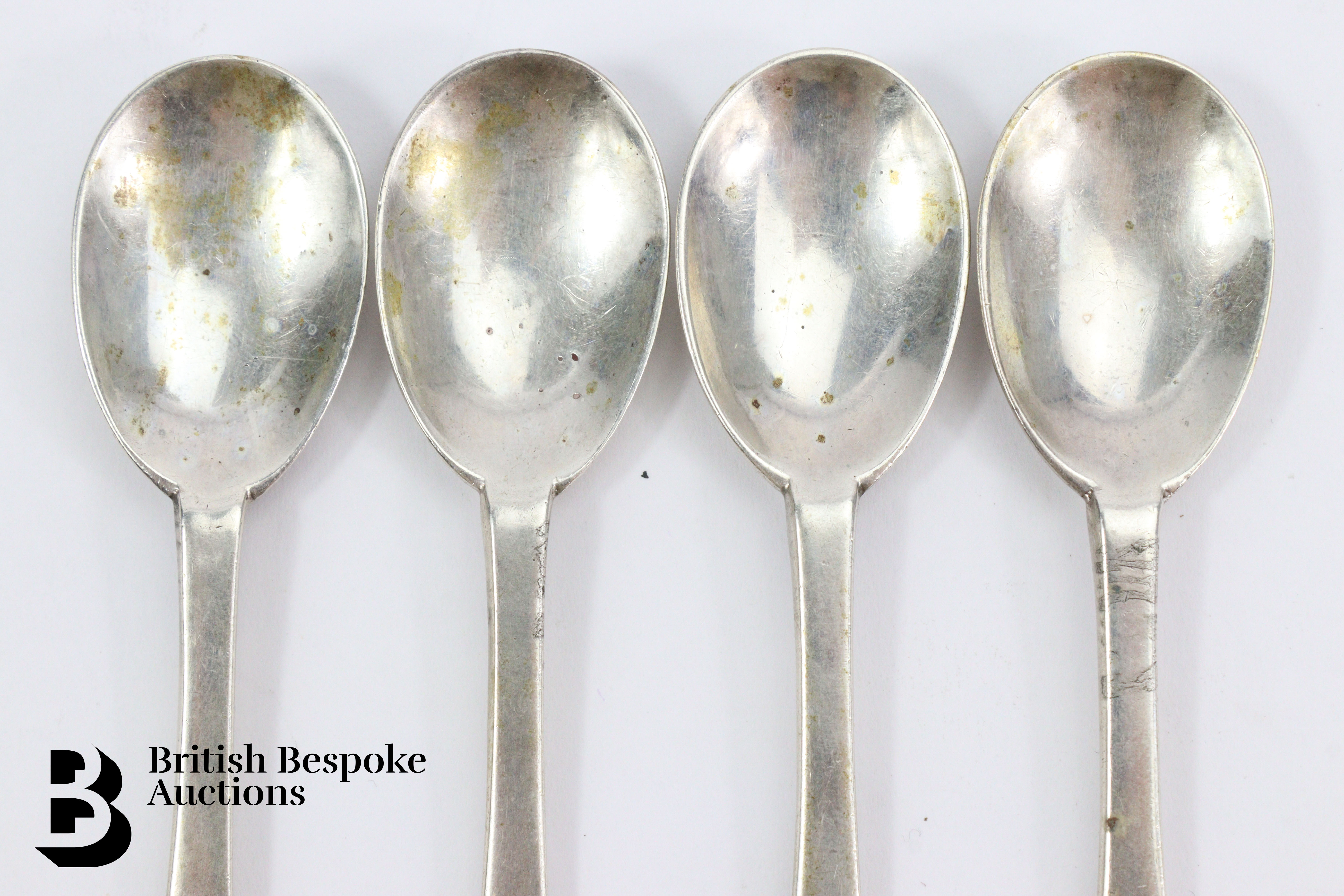 Set of Four Queen Anne Silver Spoons - Image 2 of 5