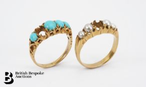 Antique Turquoise and Pearl Ring