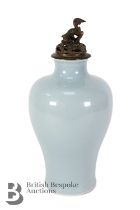 Chinese Duck Egg Blue Baluster Vase