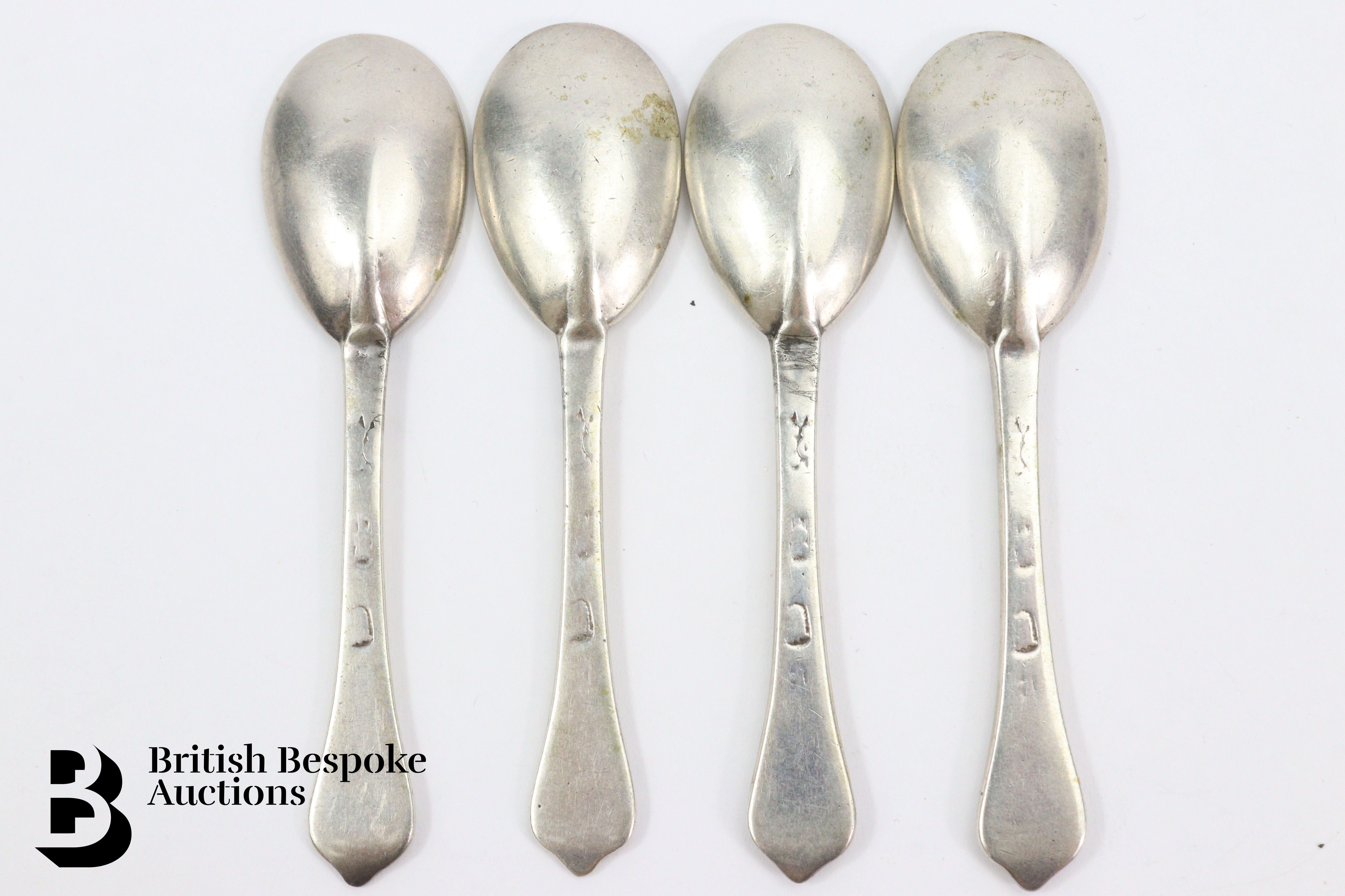 Set of Four Queen Anne Silver Spoons - Image 4 of 5