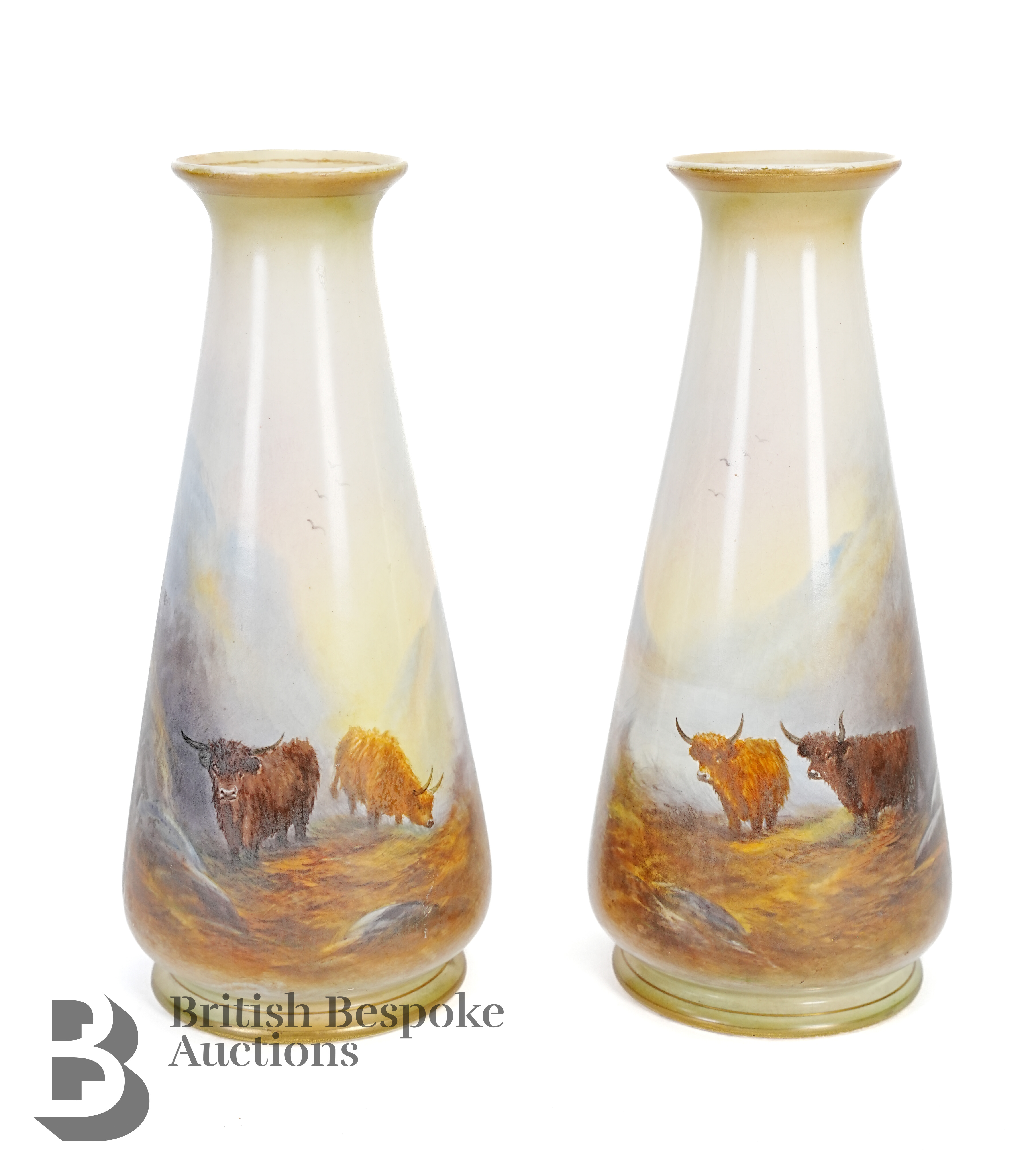 Two Pairs of Crown Devon Vases - Highland Cows - Image 2 of 8