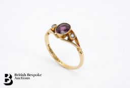 18ct Gold Amethyst and Pearl Ring