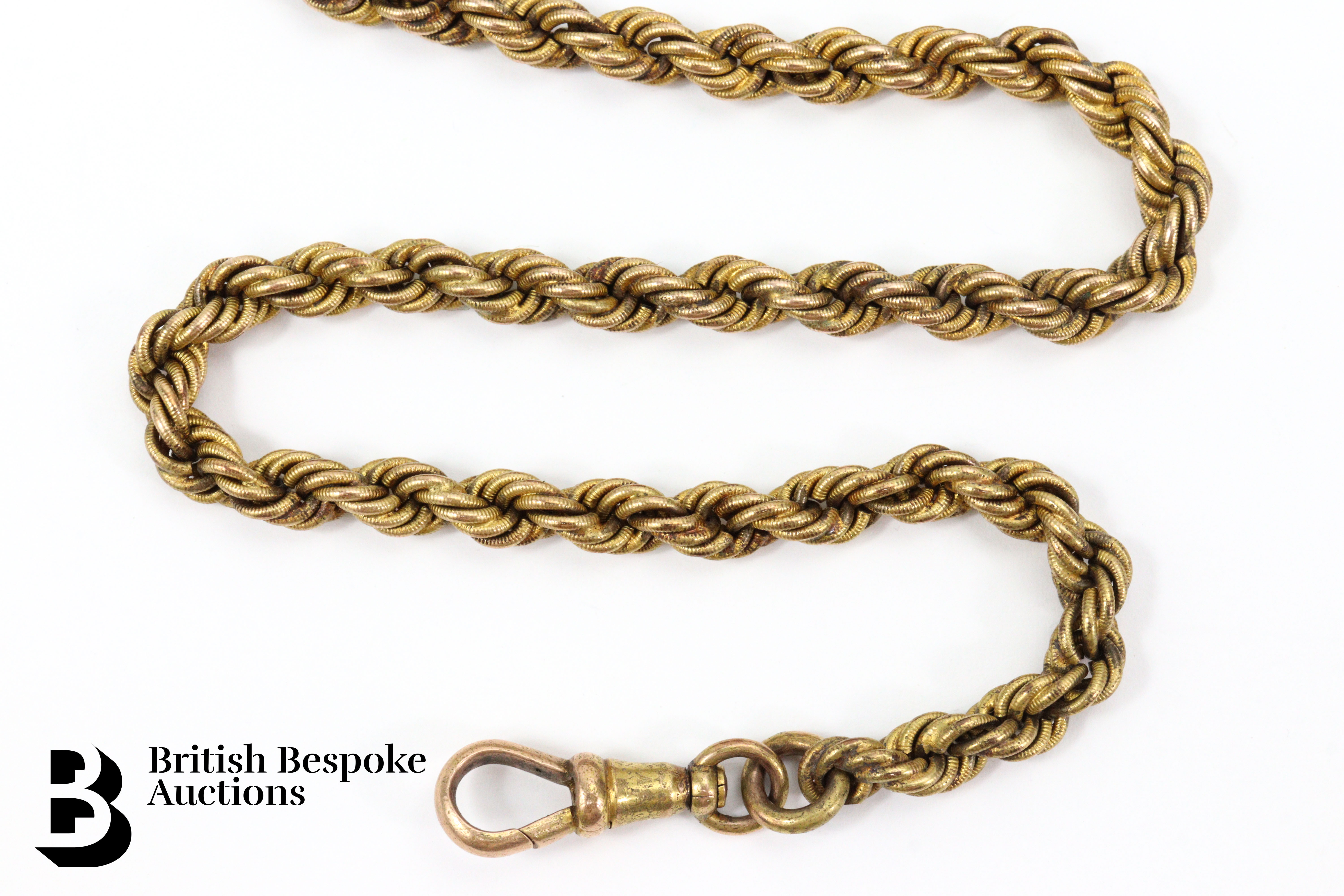 9ct Gold Rope Fob Chain - Image 4 of 7