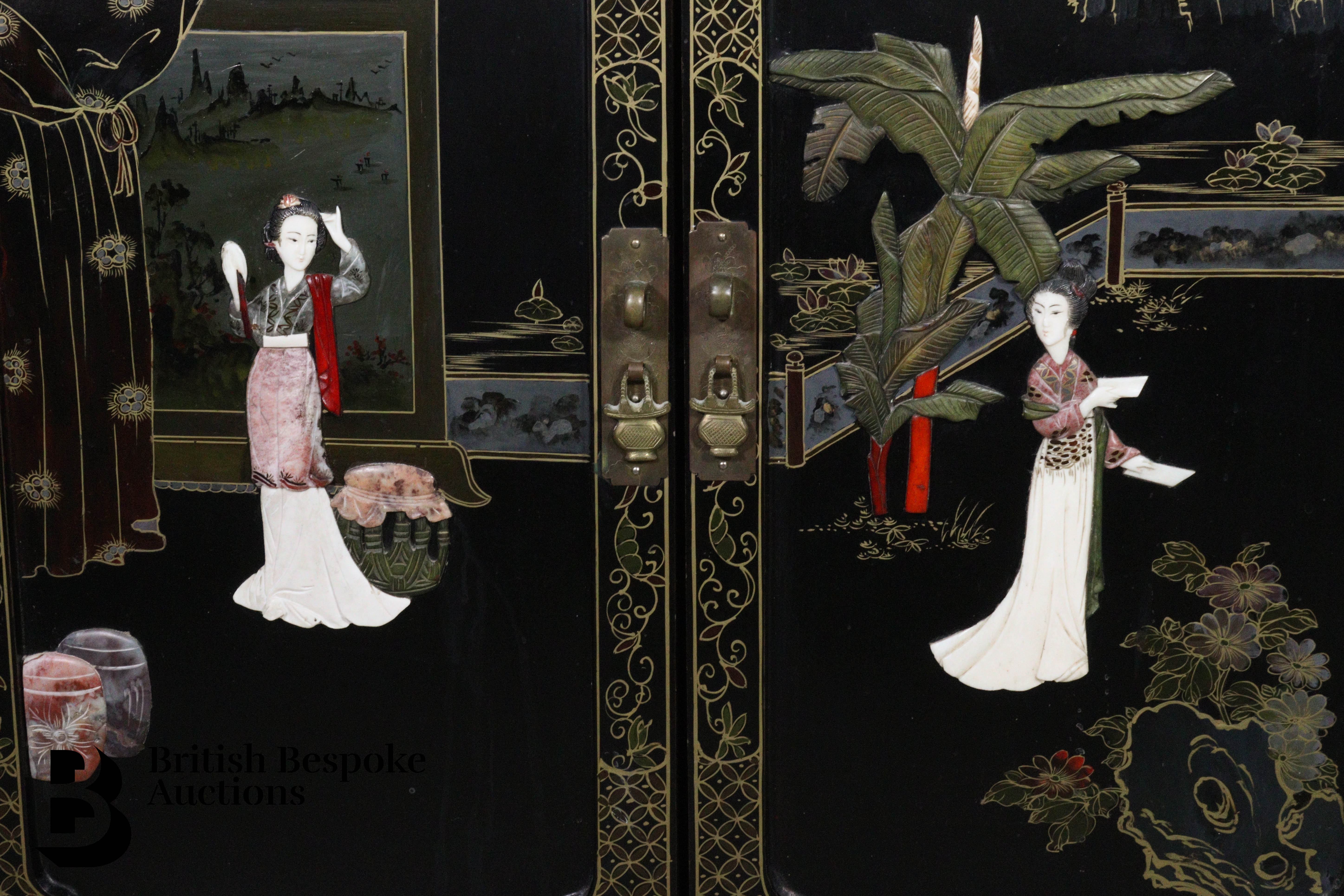 Early 20th Century Chinese Black Lacquer Cabinets - Image 2 of 7