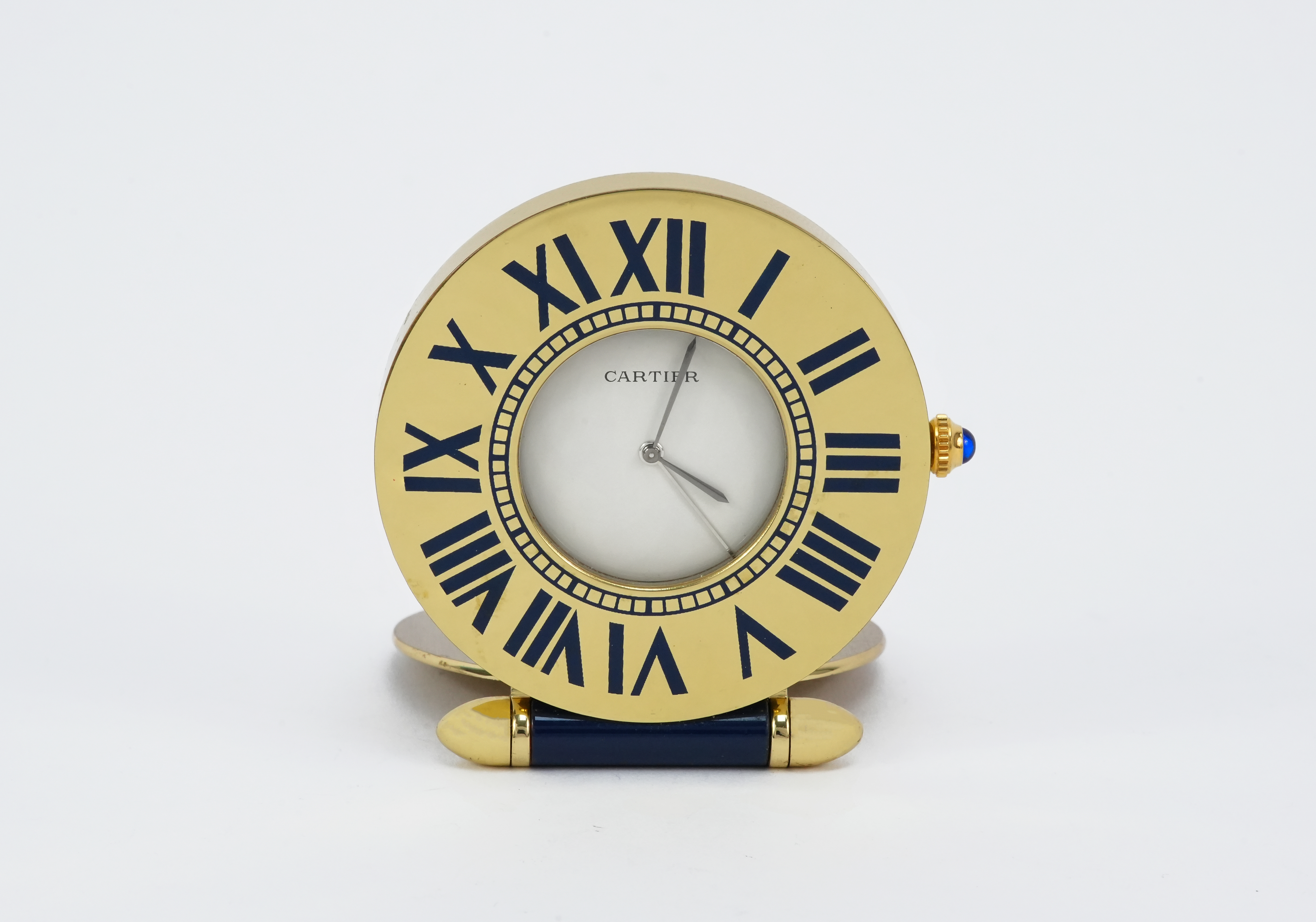 Cartier Brass and Blue Enamel Travel Clock - Image 2 of 4