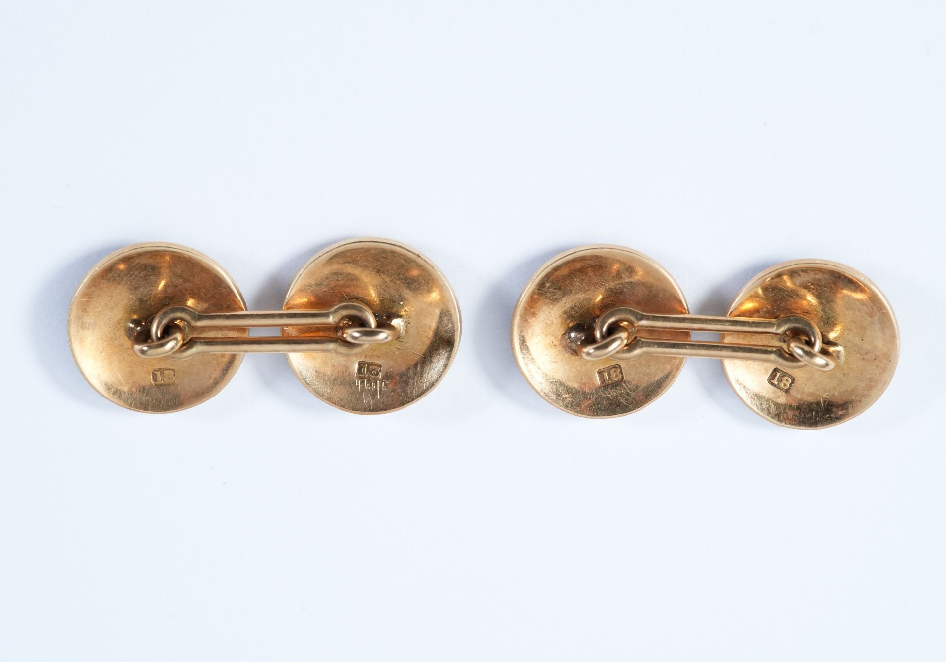 Pair of 18ct Gold, Enamel and Diamond Cufflinks - Image 3 of 4