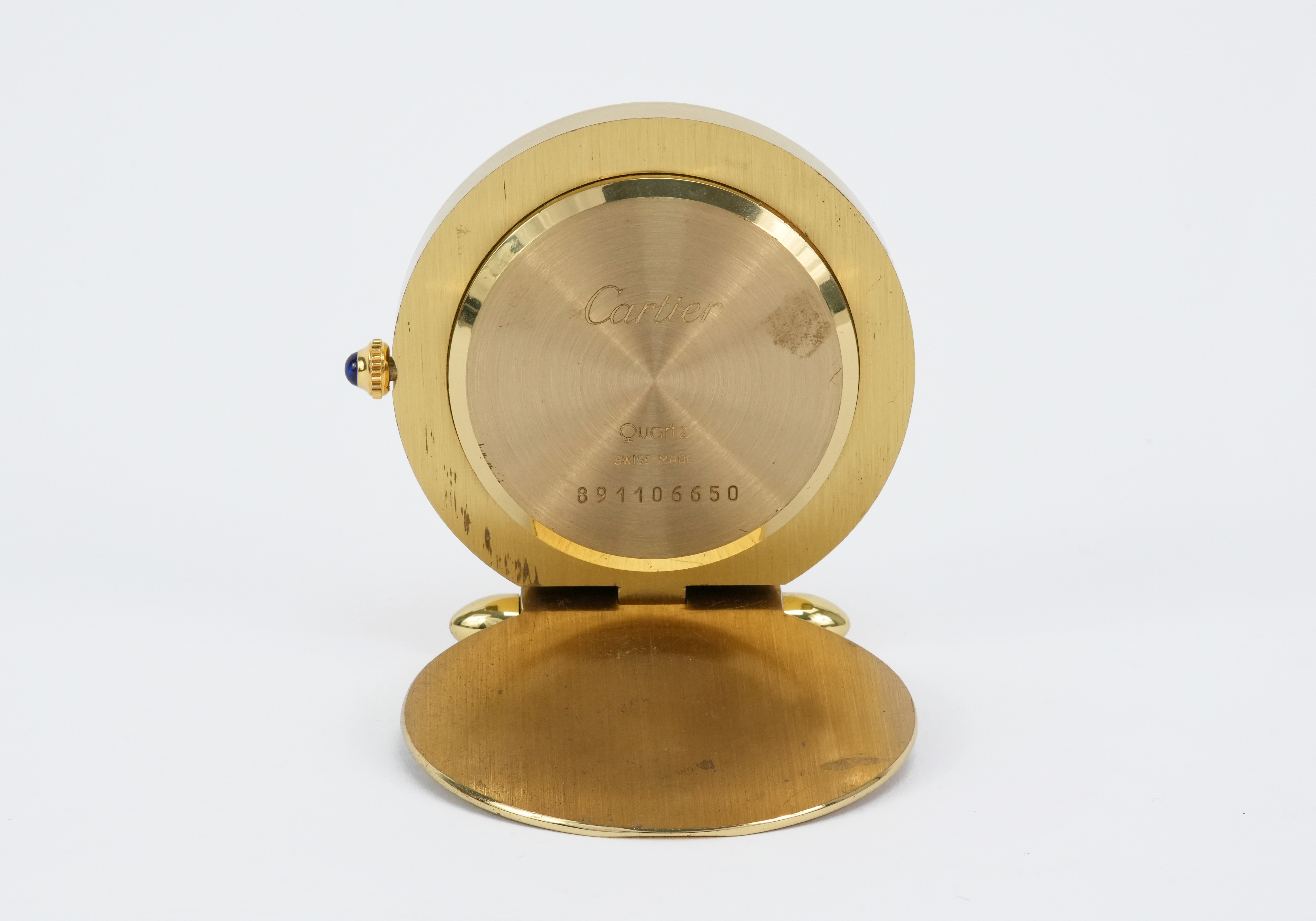 Cartier Brass and Blue Enamel Travel Clock - Image 3 of 4