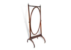 George III Mahogany Cheval Mirror