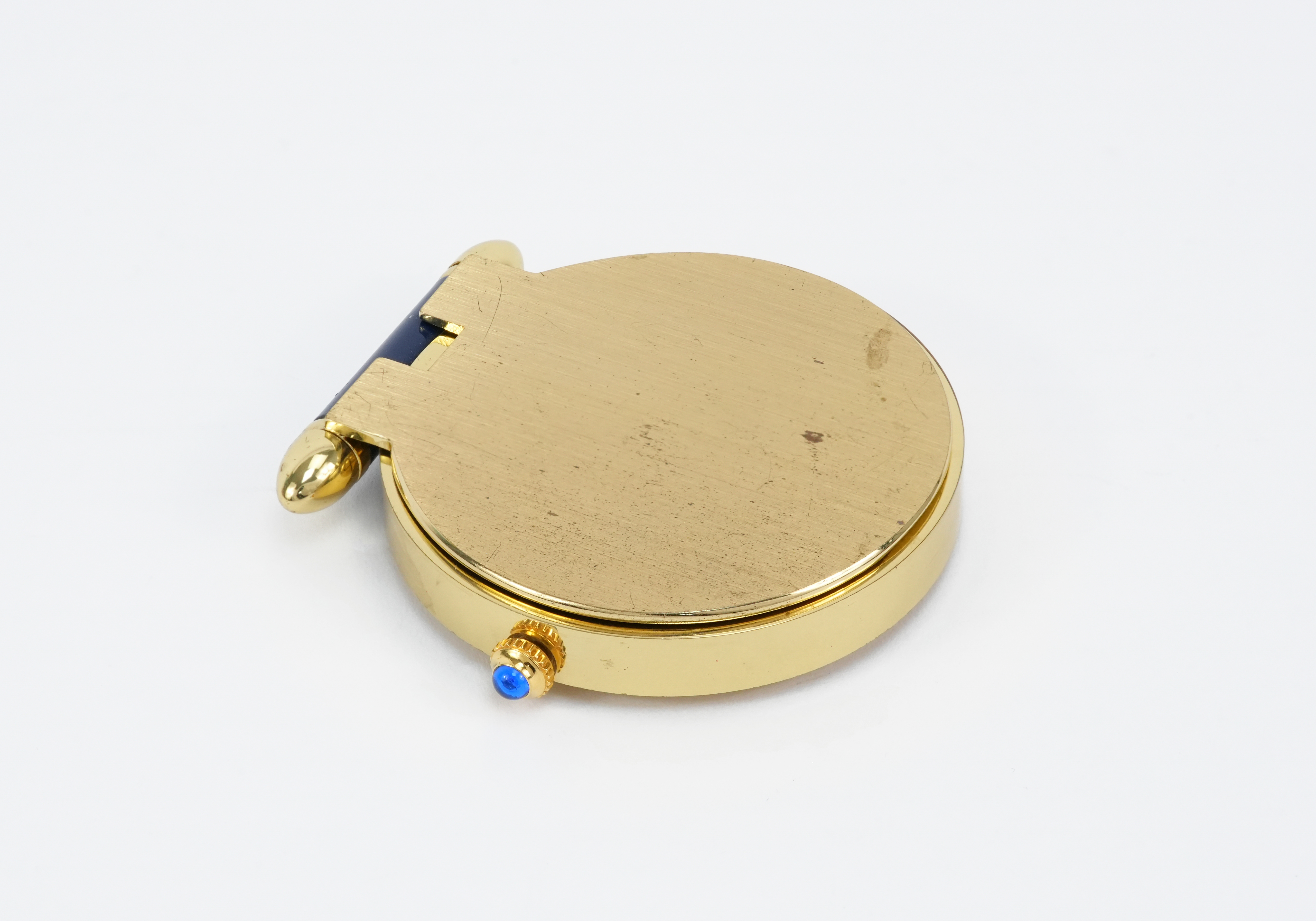 Cartier Brass and Blue Enamel Travel Clock - Image 4 of 4