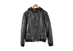 Balmain Paris Black Leather Jacket